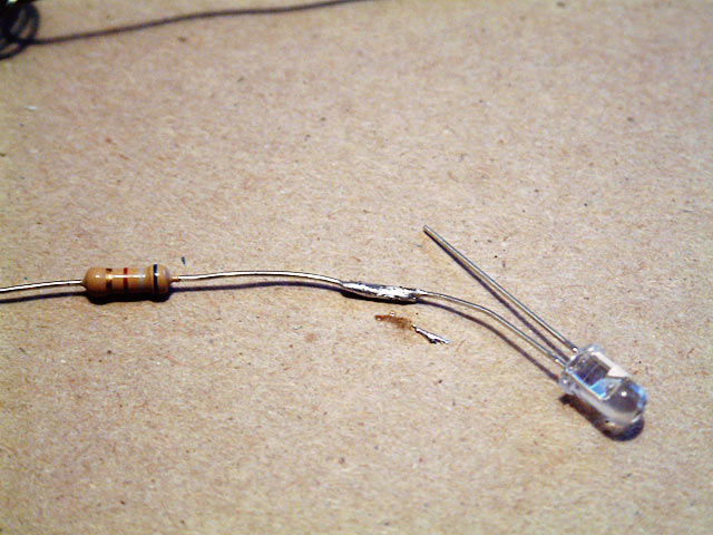 solder resistor - LED for reminder